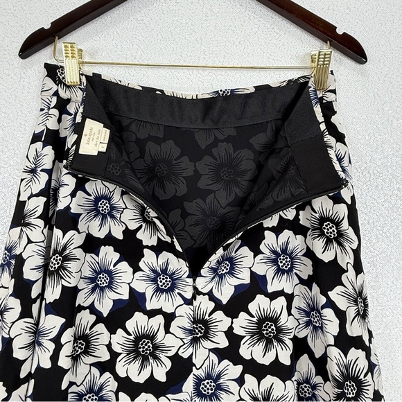 Kate Spade Hollyhock Double Layer Silk Blend Black and White/ Blue Mini Skirt - Picture 4 of 14